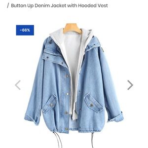 ZAFUL BUTTON UP DENIM JACKET WITH HOODED VEST